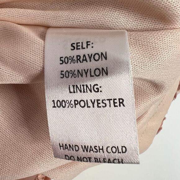 Easel Leopard Animal Print Blouse Peach Semi Sheer Velour V-Neck NWT Boho Glam S - Picture 9 of 11